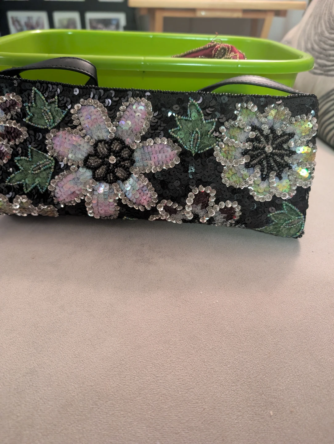 Sequin Flower Clutch Bag
