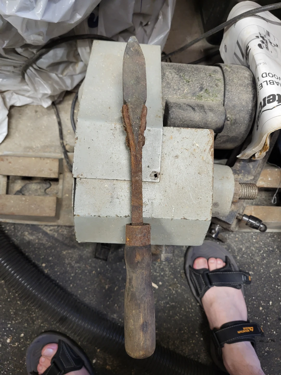 Antique Soldering Tool with Wooden Handle - photo 2