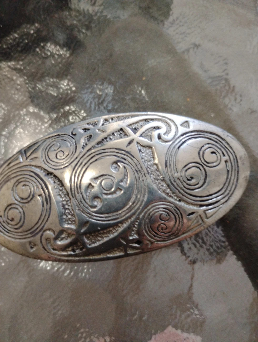 Pewter Oval Celtic Design Barrette - Made in France