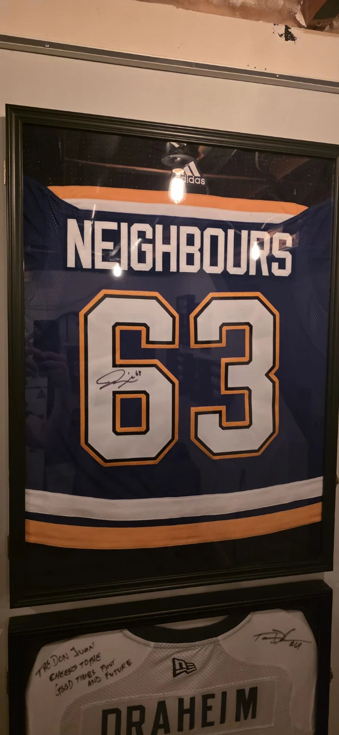 Framed Jake Neighbours Autographed St. Louis Blues  Jersey