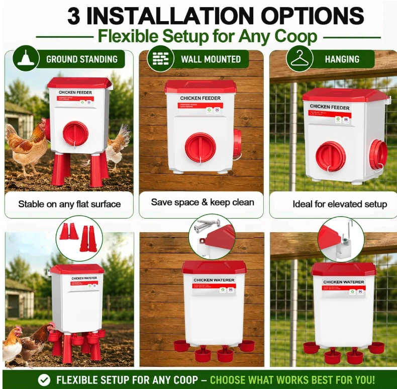 4-in-1 Chicken Feeder & Waterer Set with 10 Nipple Drinkers - photo 4