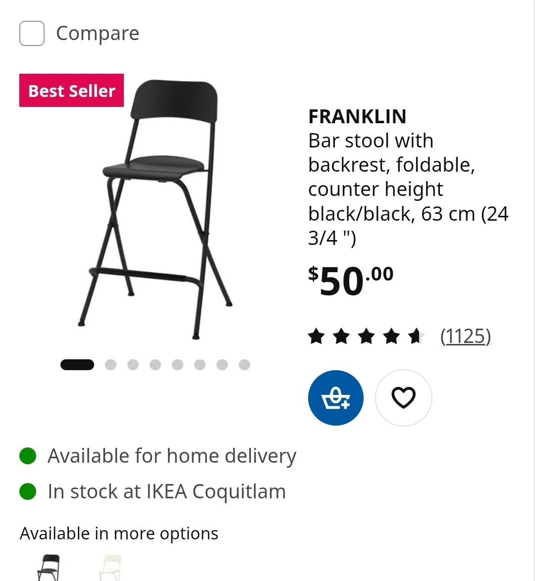 Foldable IKEA FRANKLIN bar stools (Set of 4) - photo 2