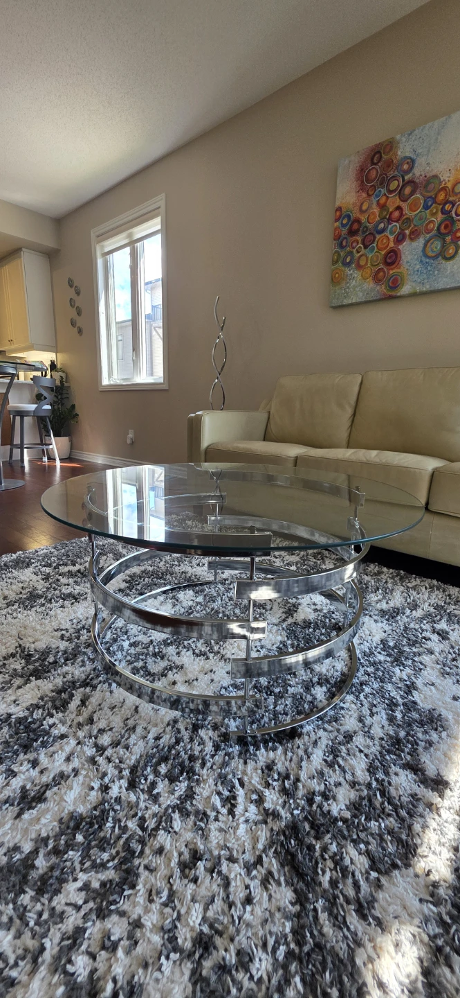 Modern Round Glass & Chrome Coffee Table – 35 - photo 4
