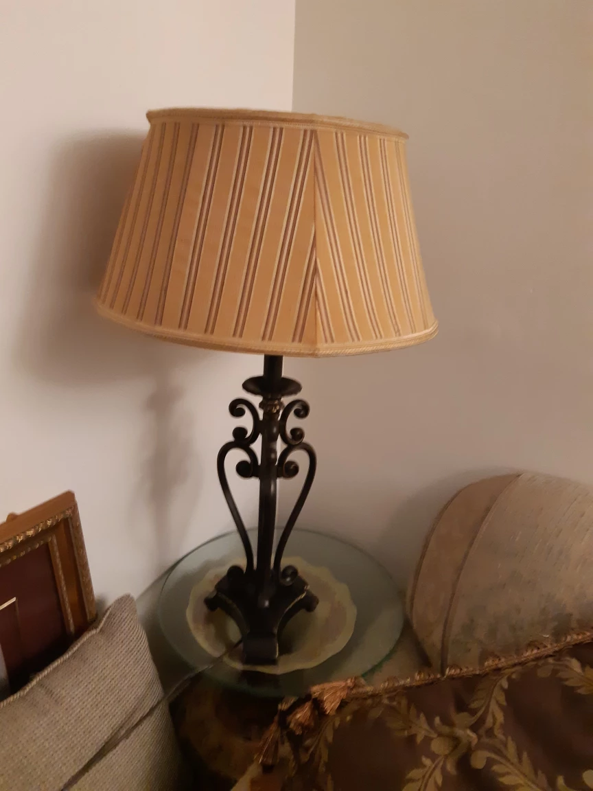 Decorative Table Lamp with Striped Shade