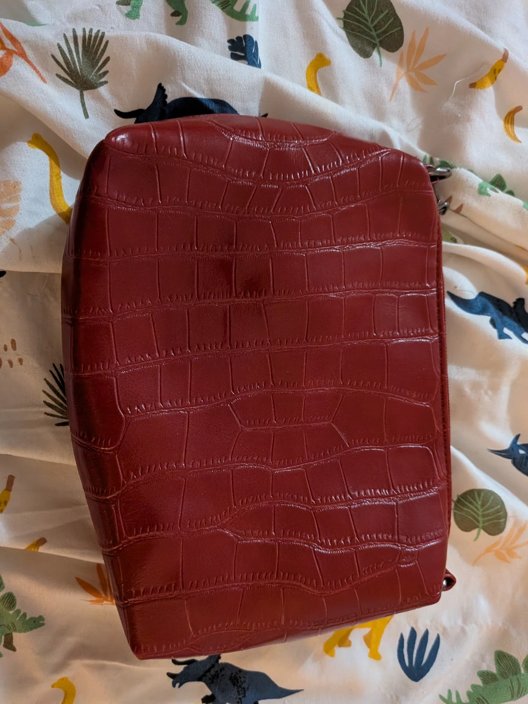 Red Faux Croc Clutch/Wallet Set
