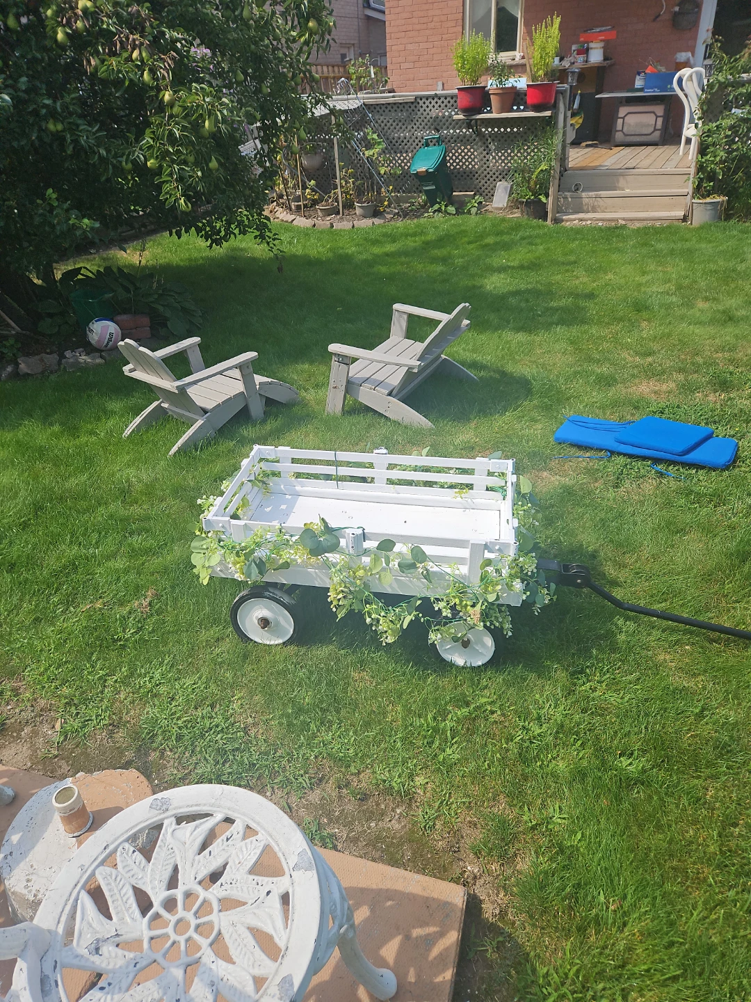White Garden Wagon with Faux Greenery - photo 2