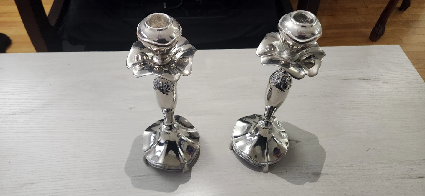 Silver Plated Flower Candlestick Holder