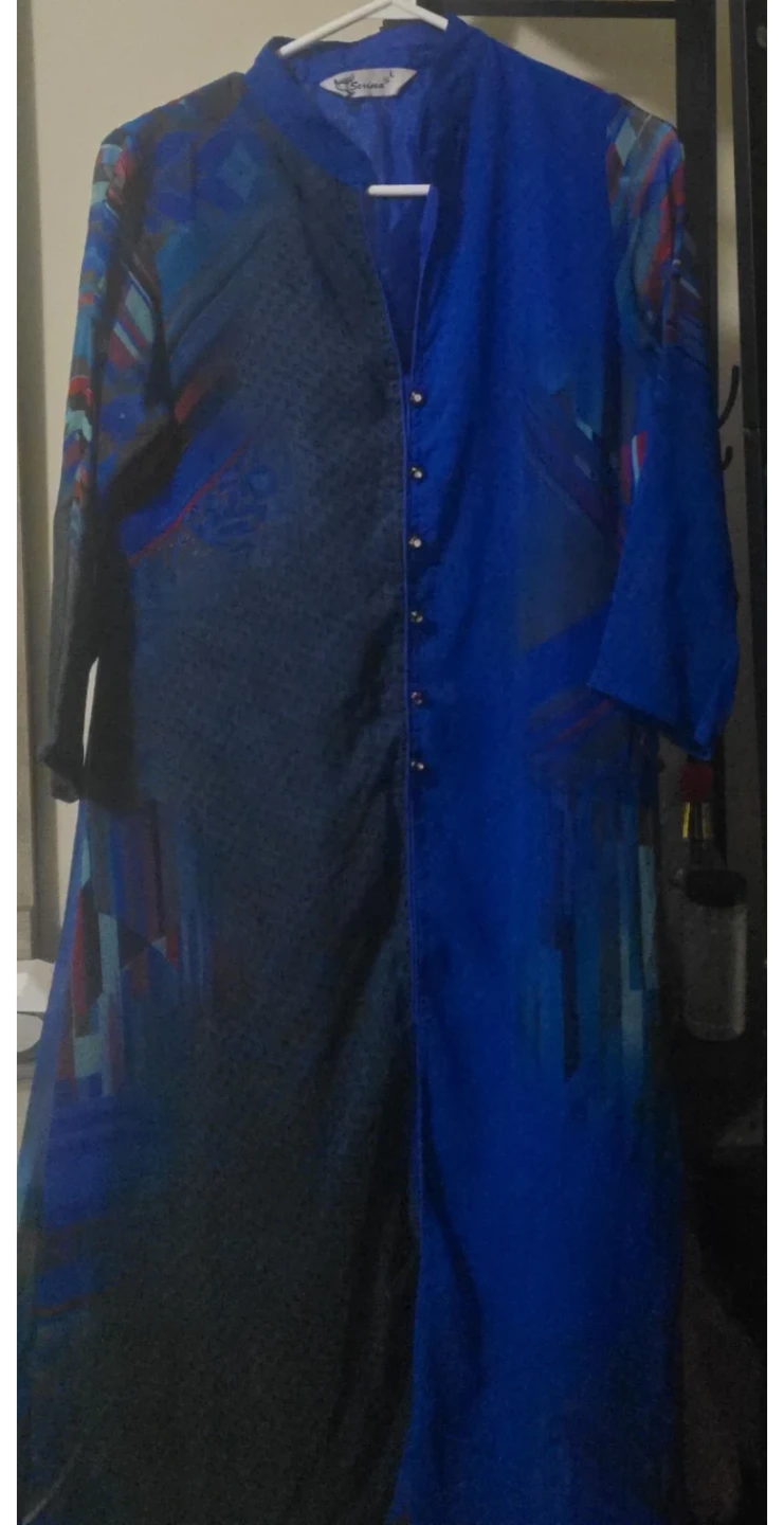 Sereina Blue Geometric Print Tunic Top Size L