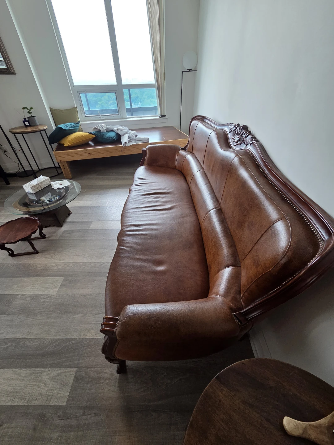 Vintage Brown Leather Sofa - photo 2
