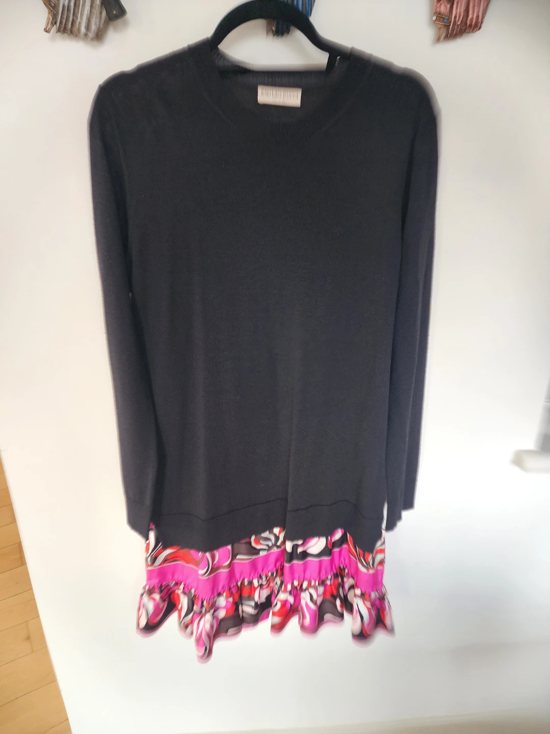 Emilio Pucci Black Knit Dress with Print Skirt - photo 4