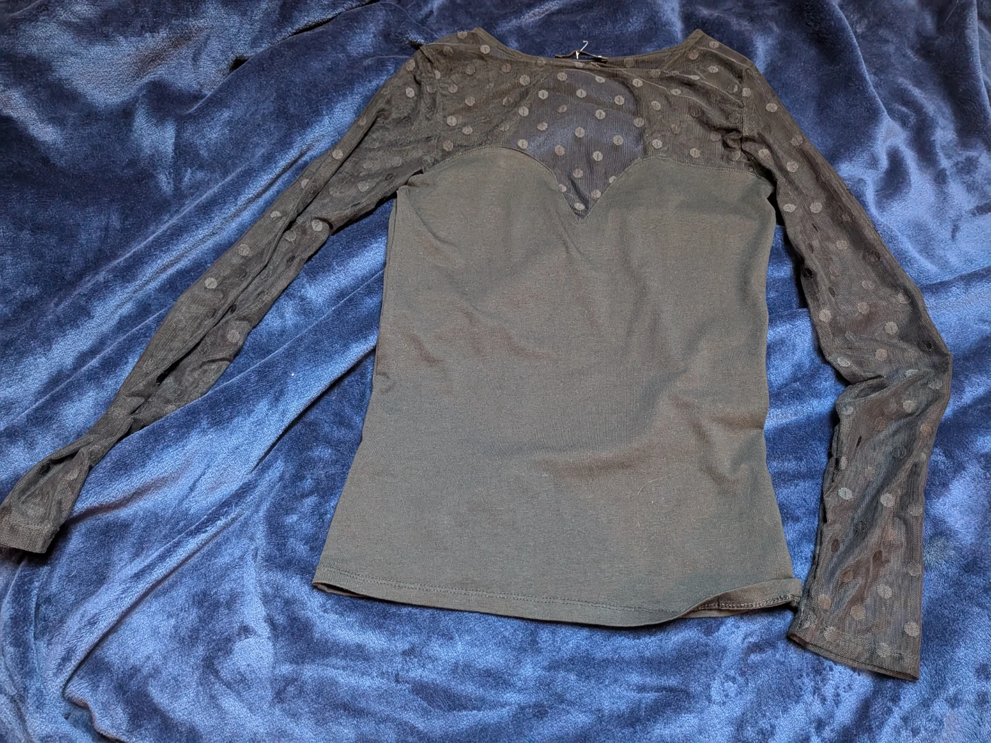 Terranova Black Polka Dot Mesh Long Sleeve Top
