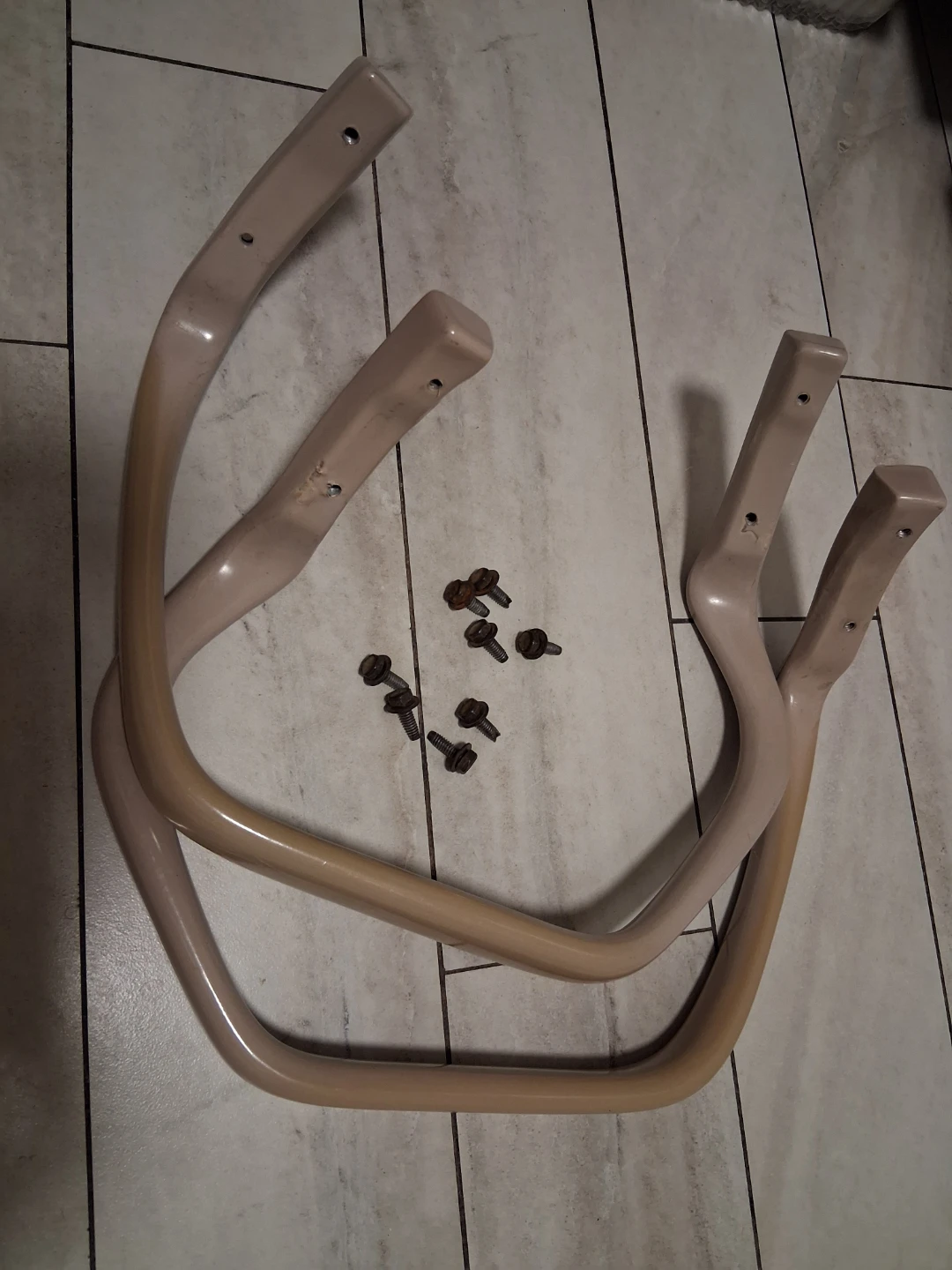 Set of 2 Beige Metal Chair Arms with Screws