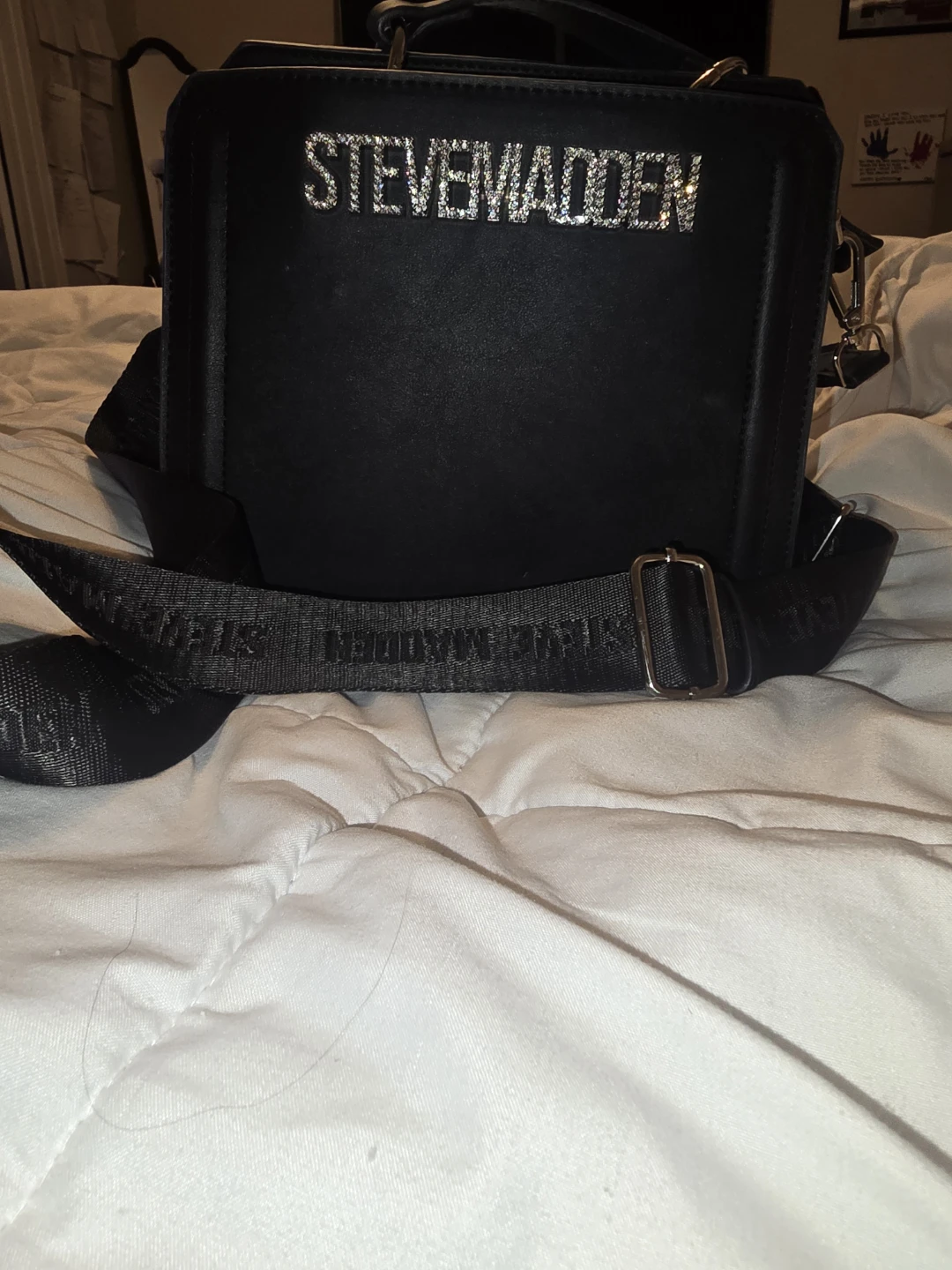 Steve Madden Black Handbag with Rhinestone Logo