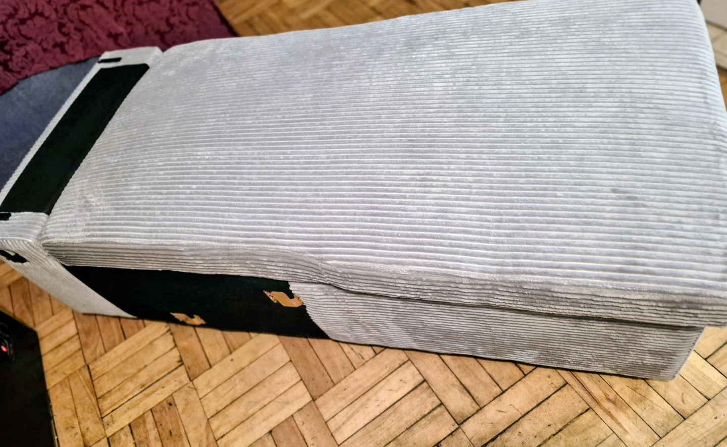 BN)Grey Corduroy Lounge Chair With Built-in Storage with Pillows