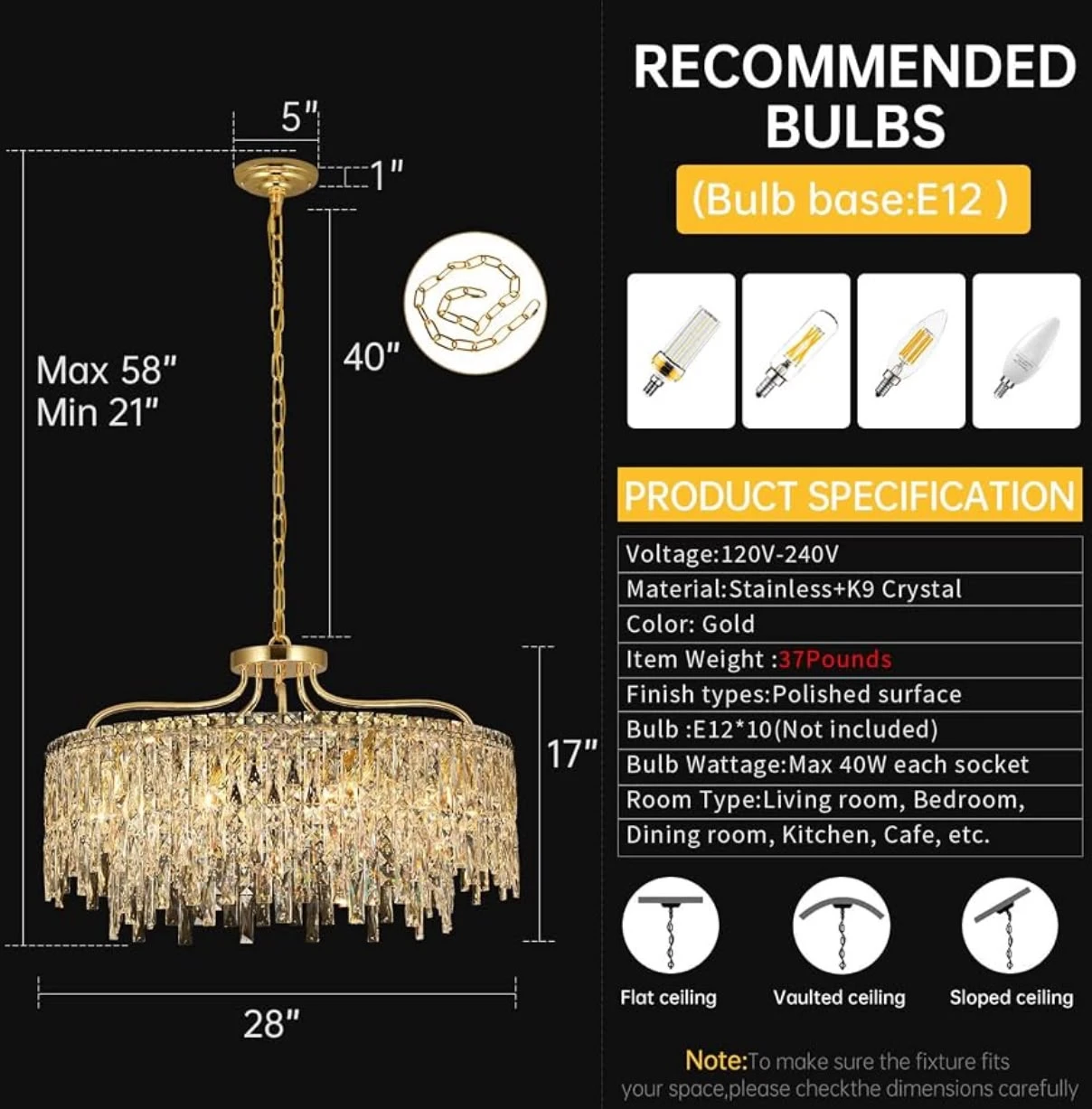 Gold Crystal Chandelier - 28" Diameter - photo 3