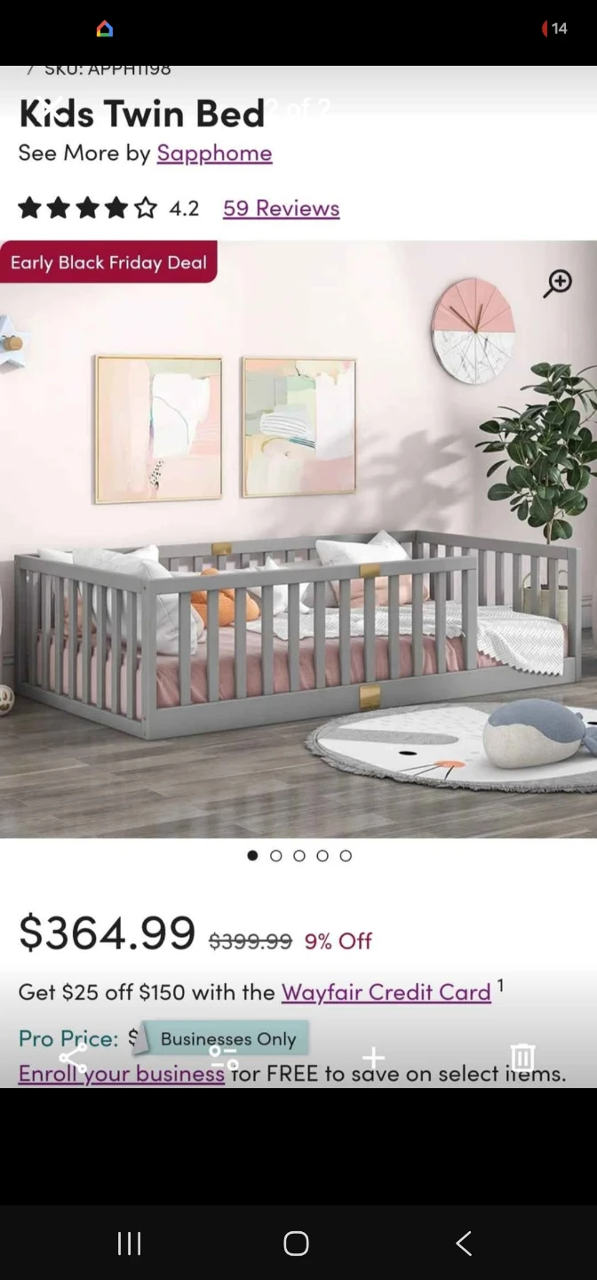 Montessori twin floor bed  with brand new mattress