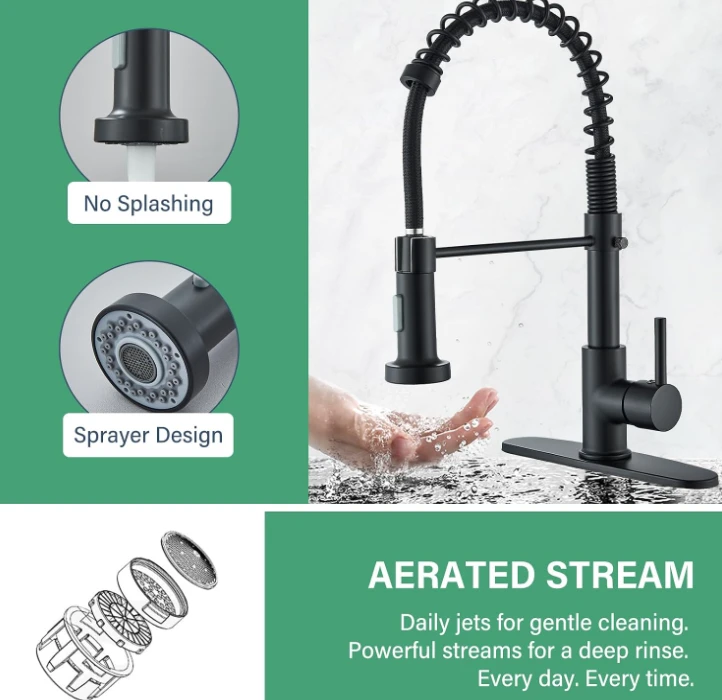Matte Black Kitchen Faucet with Sprayer - photo 5