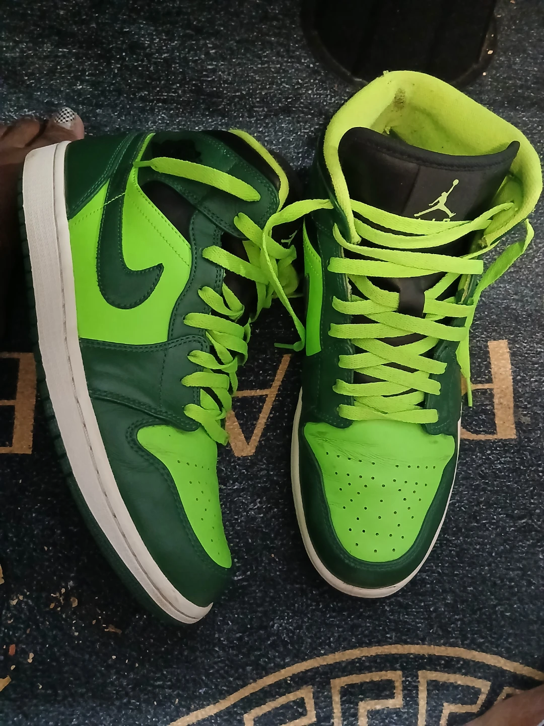 Jordan 1 Mid Green & Volt Sneakers