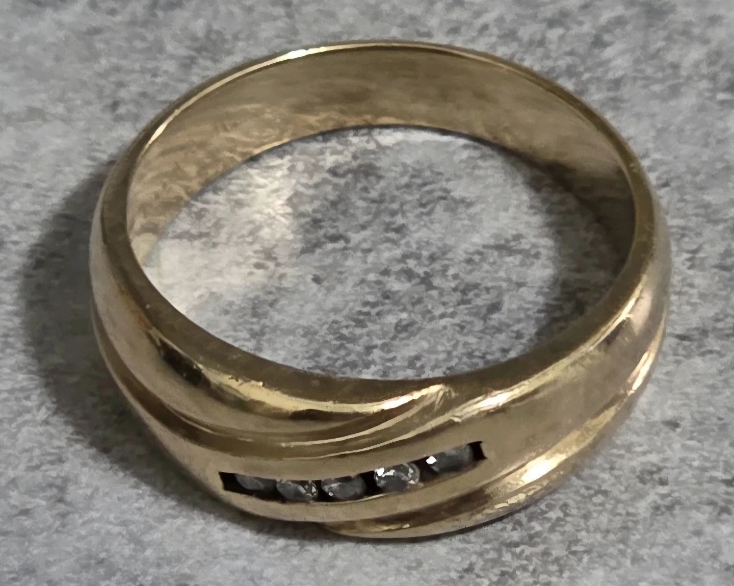 Vintage 10k Gold, 5 Diamond Mens Wedding Band Ring - photo 4