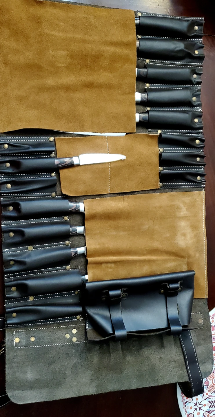 10 Piece Senken Japanese Knives &  Leather Carrying Case - photo 3