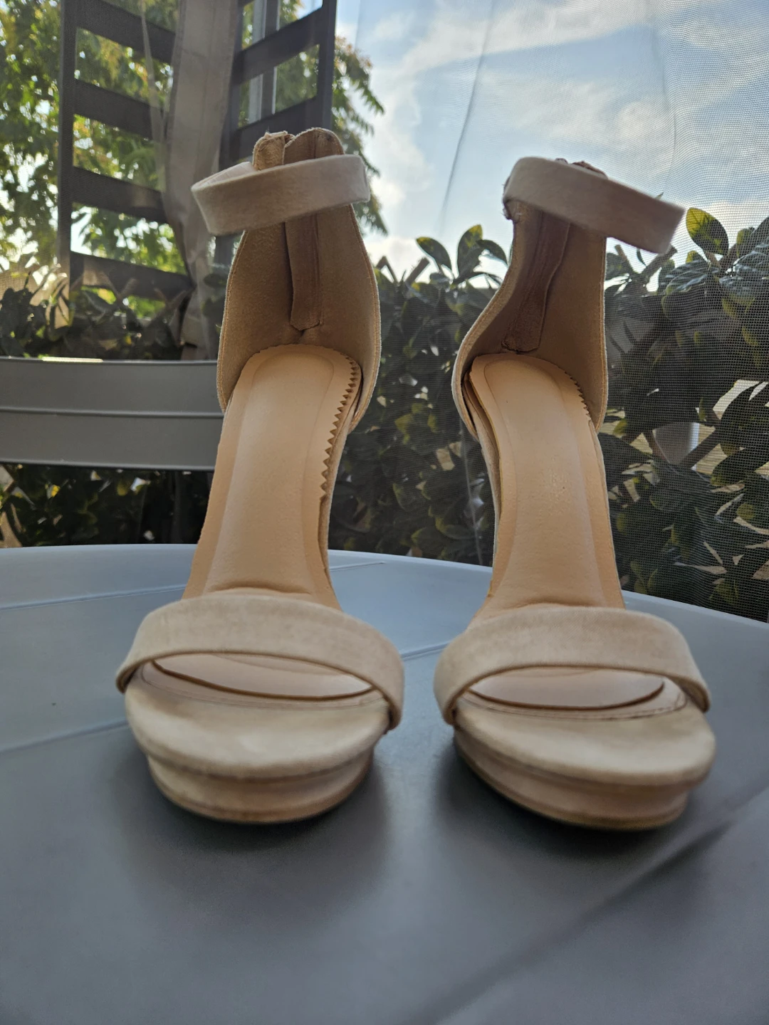 Women's Beige Suede Ankle Strap Heels Size 7 - photo 4