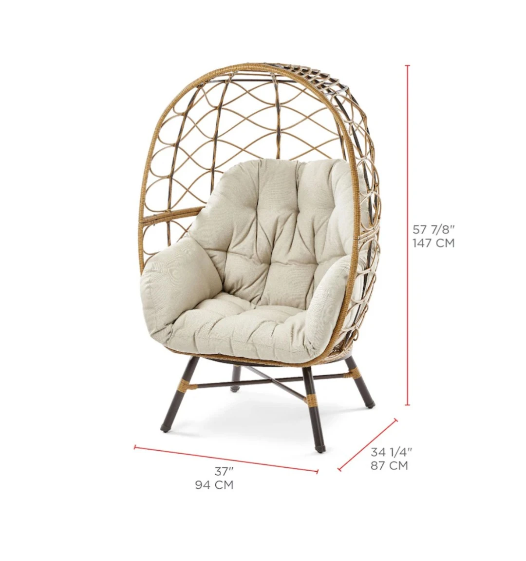 Wicker Egg Chair with Grey Cushion - photo 4