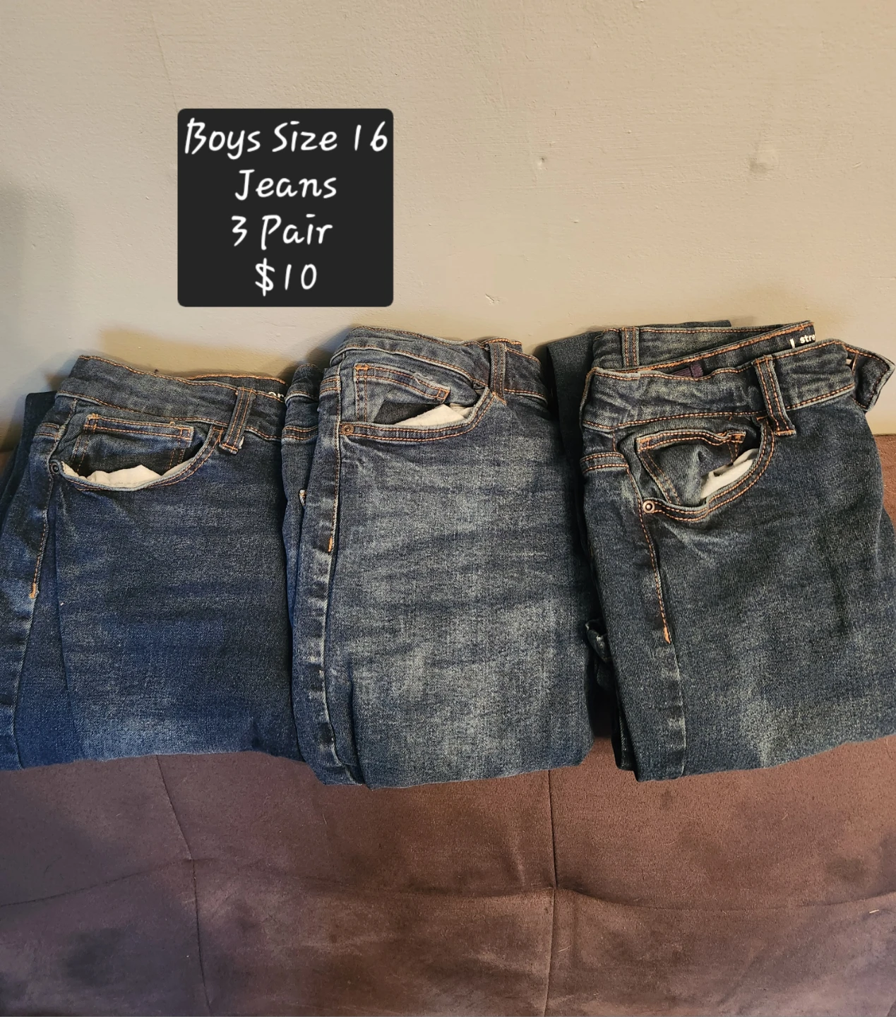 Boys Size 16 Jeans - 3 Pair