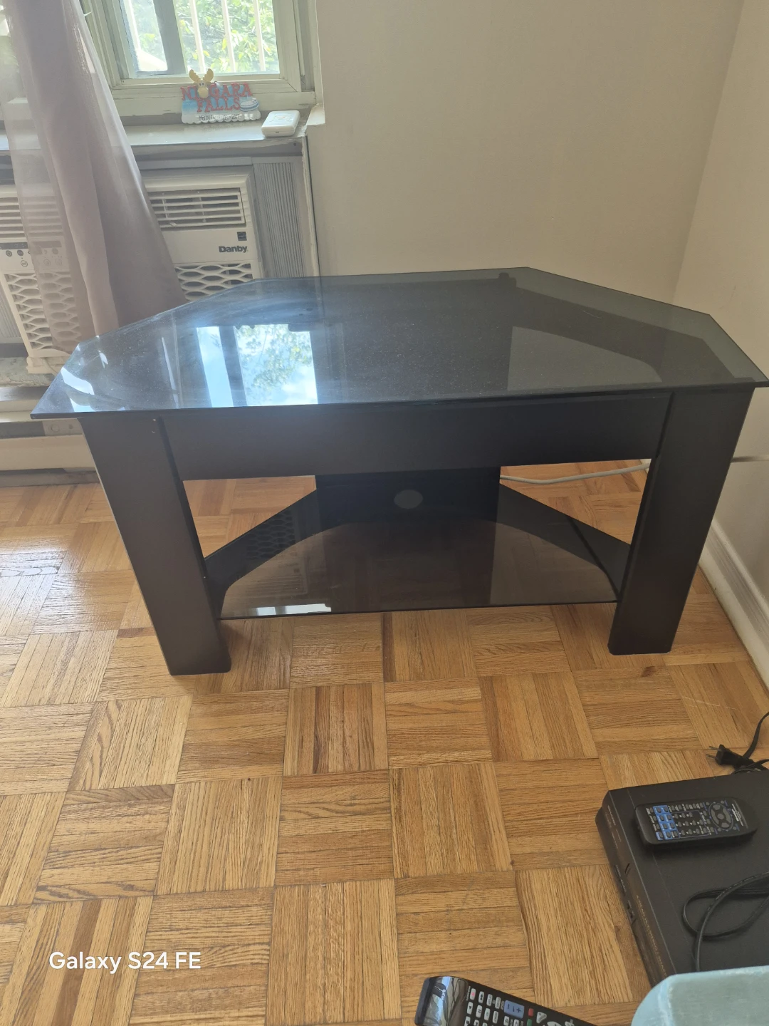 Black Glass TV Stand