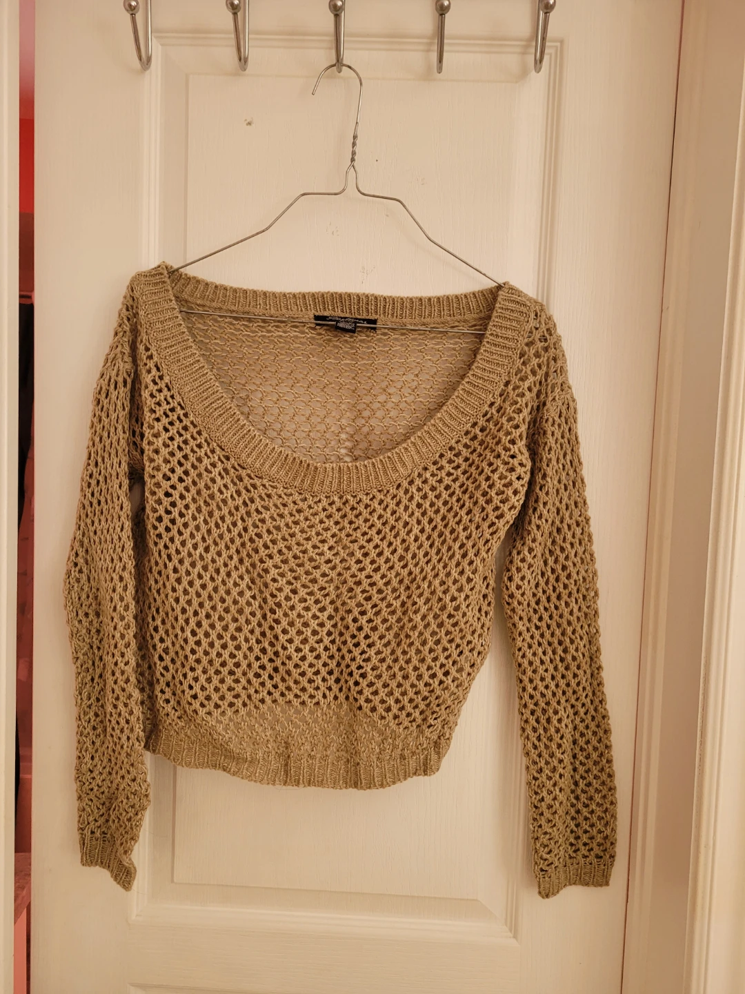 Gold Cropped Mesh Sweater