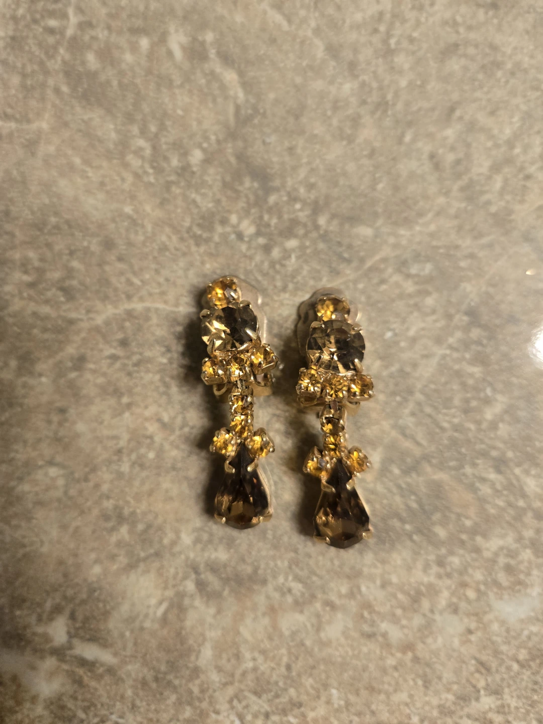 Vintage Clip-On Earrings Sets- Brown and Amber Stones - photo 2