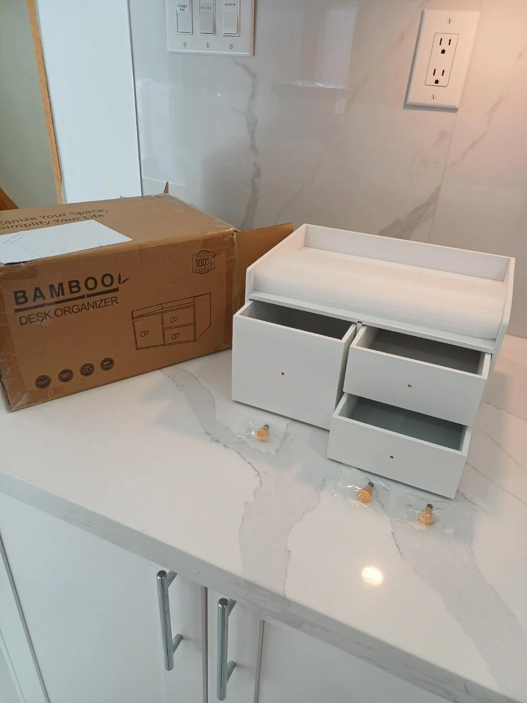 Bamboo Desk Organizer White - photo 5