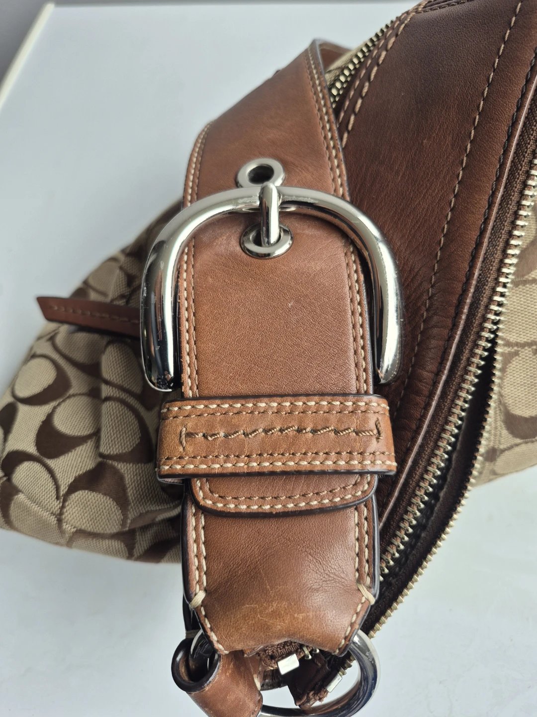 Coach Signature Monogram Hobo Bag - Brown - photo 4