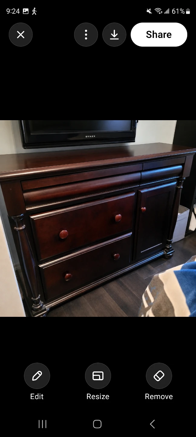Dark Wood Dresser with Cabinet