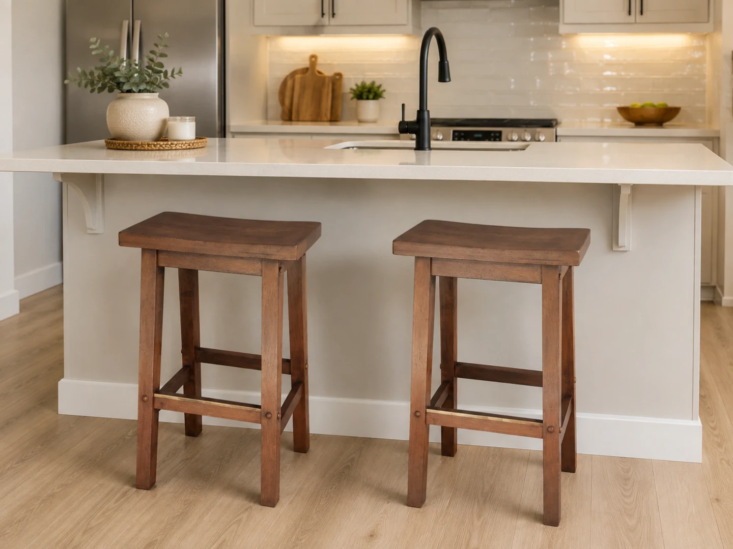 Set of Two Wooden Bar Stool