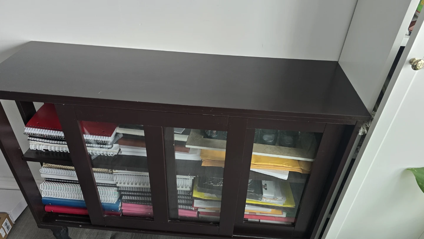 Dark Brown Cabinet with Sliding Glass Doors - photo 4