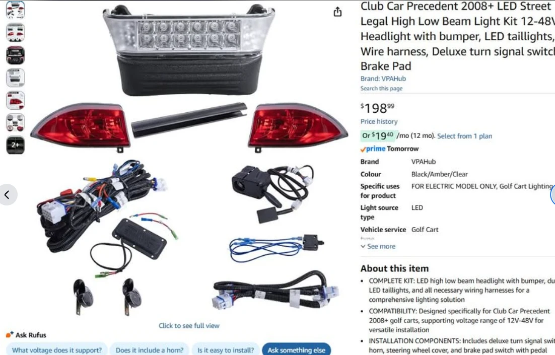 Club Car Precedent 2008+ LED Street Legal Light Kit - photo 2