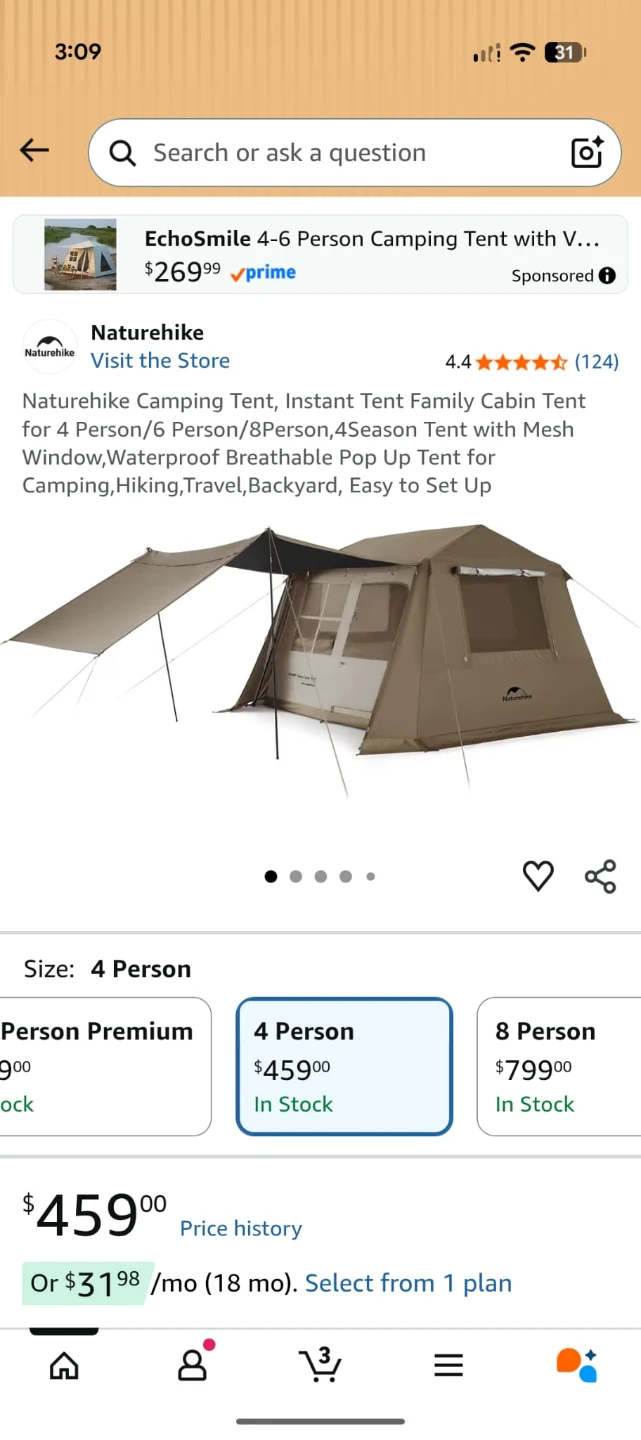 Naturehike 4 Person 4 Season Cabin Tent - photo 2