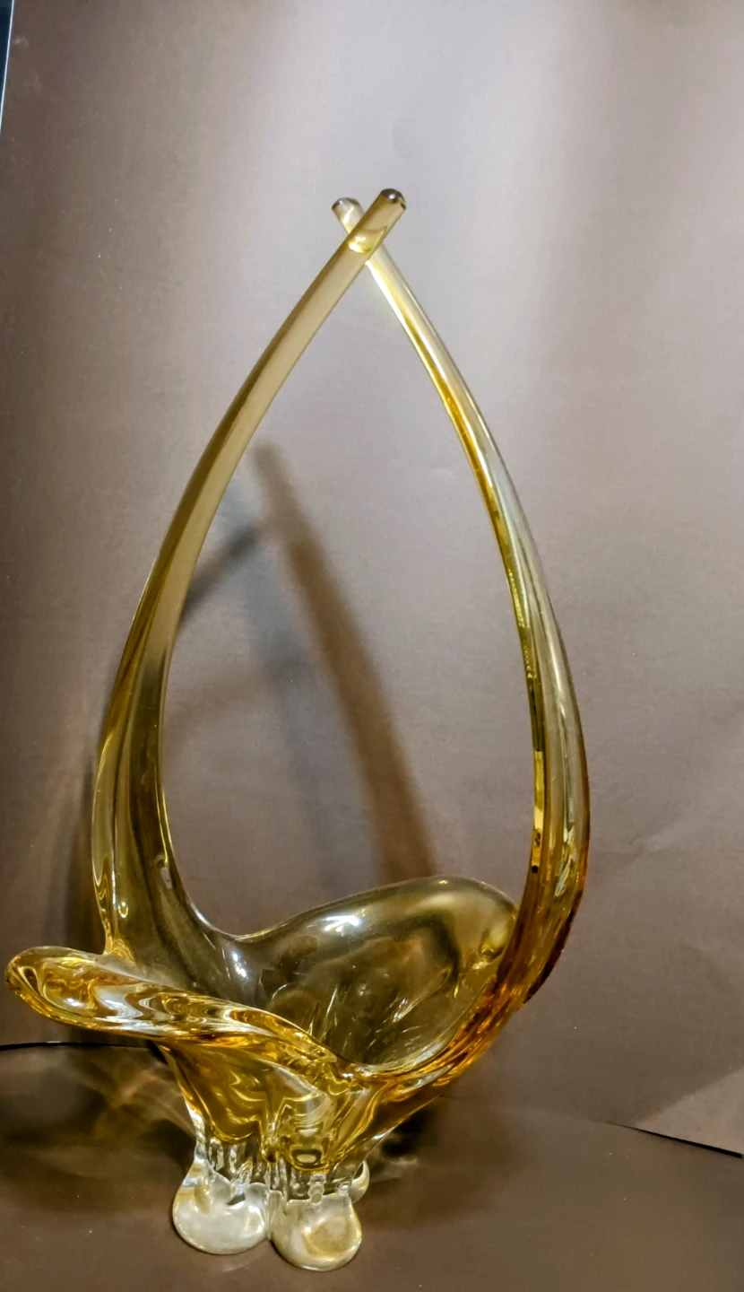 Vintage Golden Brown Chalet Glass Decor Art Glass 18” - photo 3