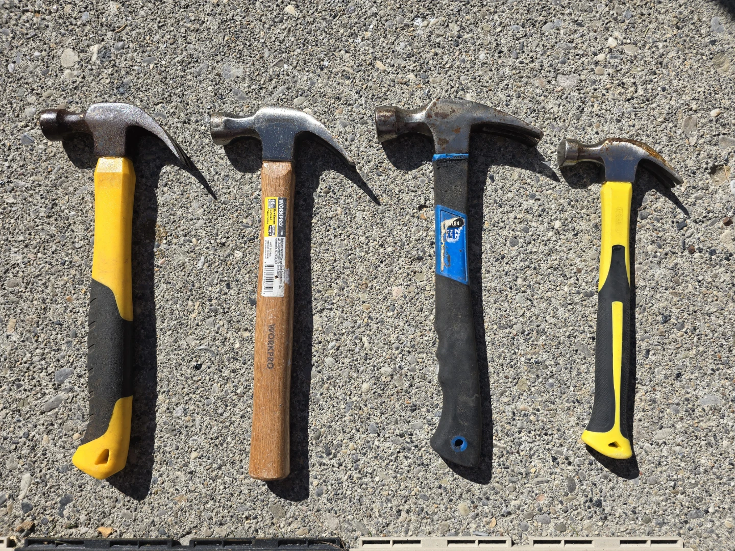 Various types of hammers