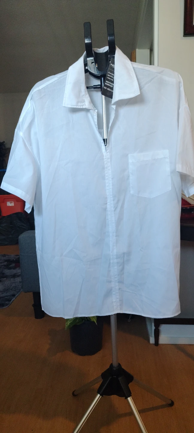 White Short Sleeve Button-Up Shirt