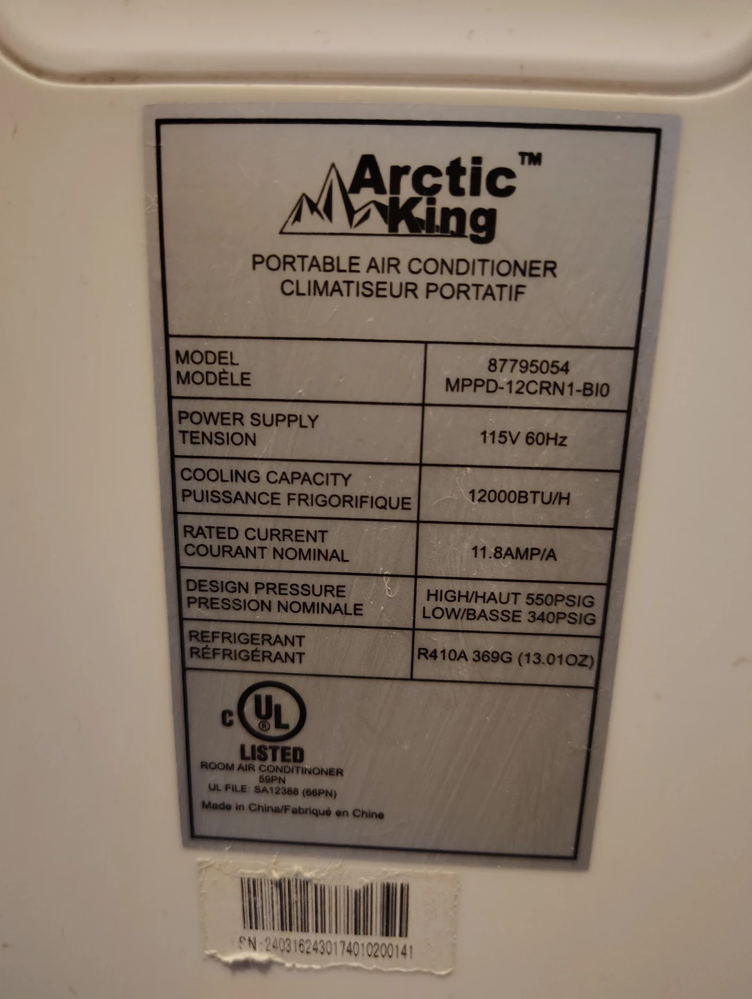 Portable AC , 12000 BTU - photo 2