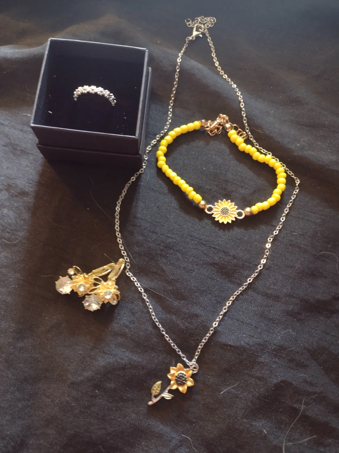 Sunflower Jewelry Set - Necklace, Bracelet, Ring & Earrings