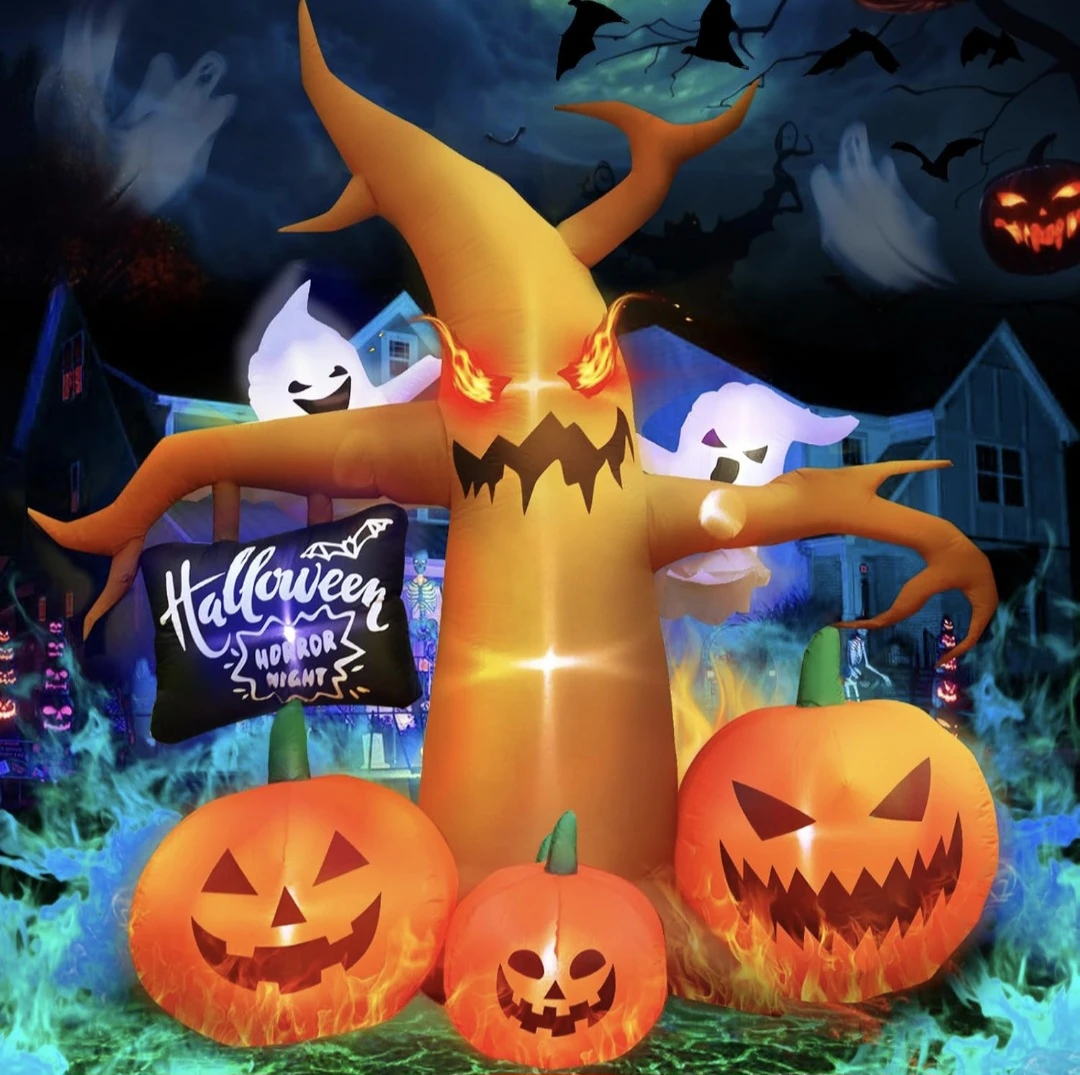 Huge Halloween Inflatable Tree with Pumpkins and Ghosts - 8.4 FT