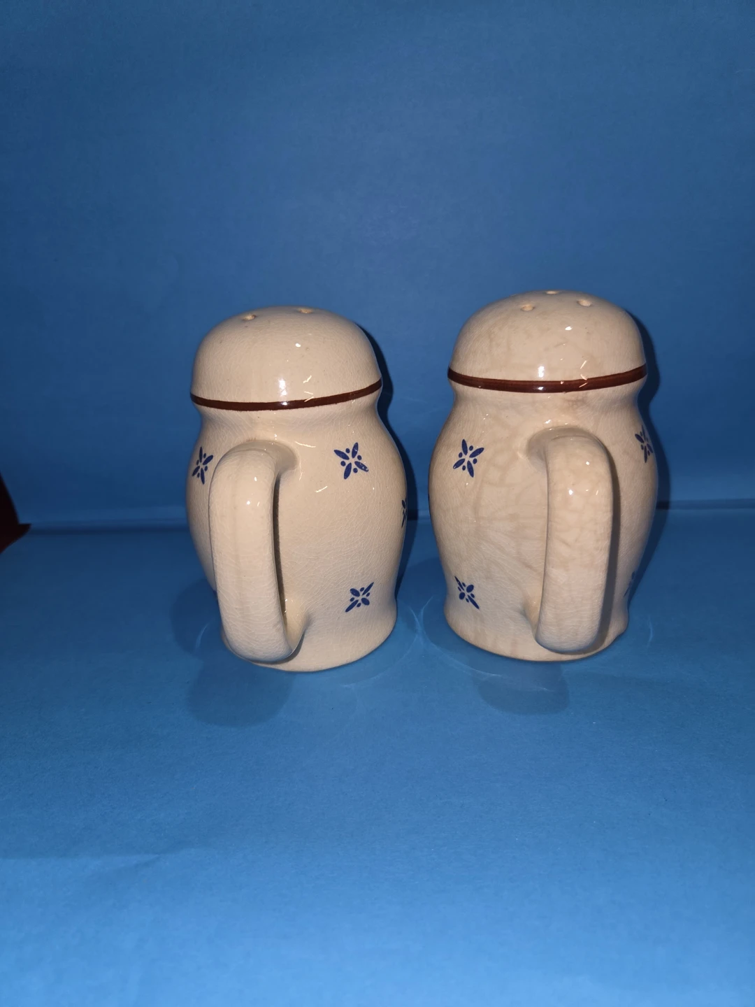 Ceramic Salt and Pepper Shakers Set - Blue Floral Design - photo 2
