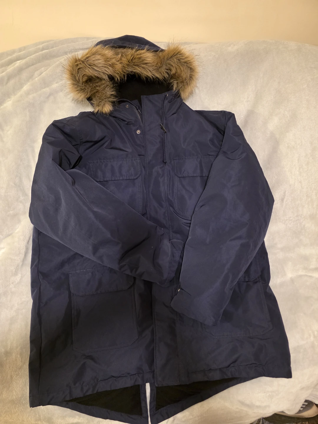 Old Navy Navy Blue Parka Jacket with Fur Hood - photo 2