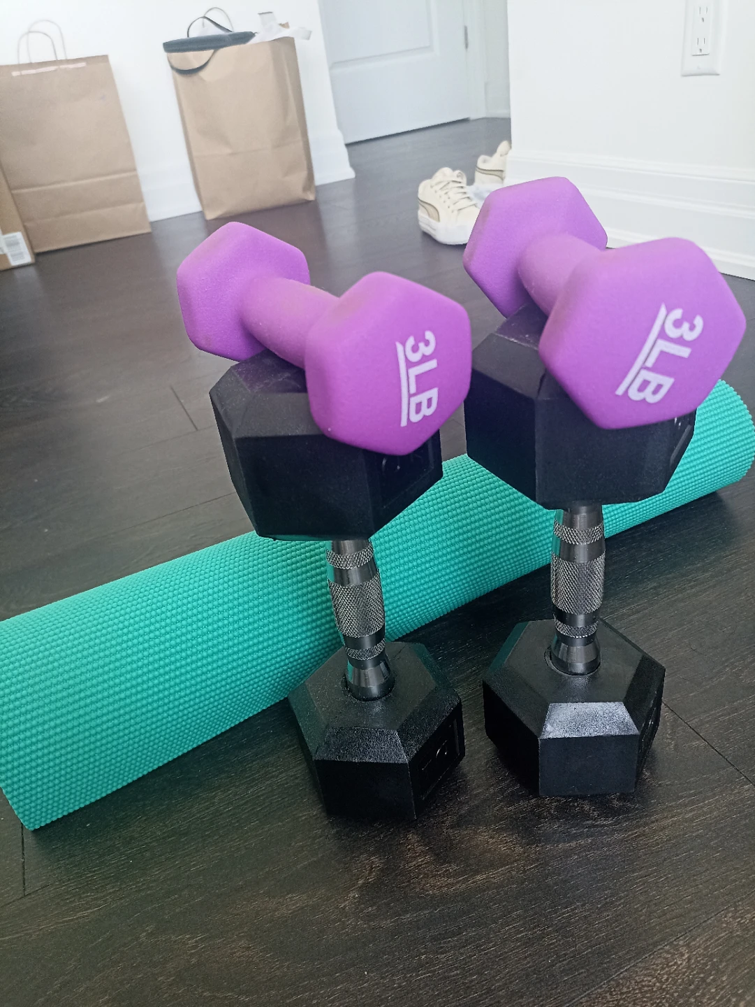 Two 3lb, two 10lb Dumbbells and Yoga Mat - photo 4