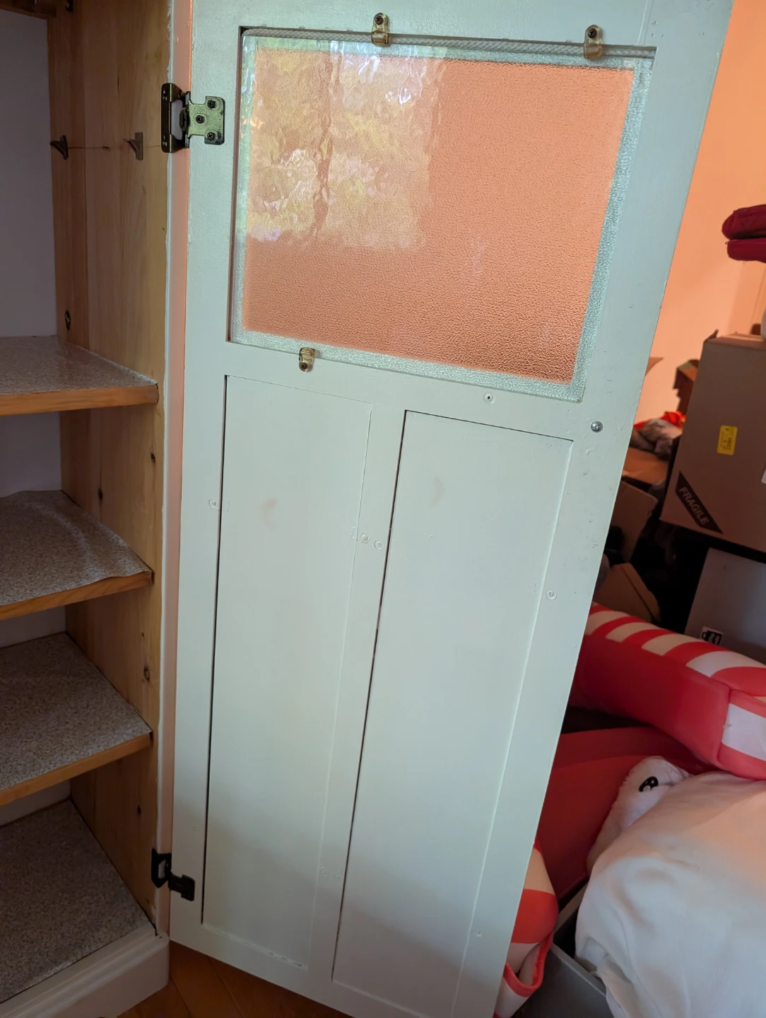 White Storage Cabinet with Glass Door - photo 3