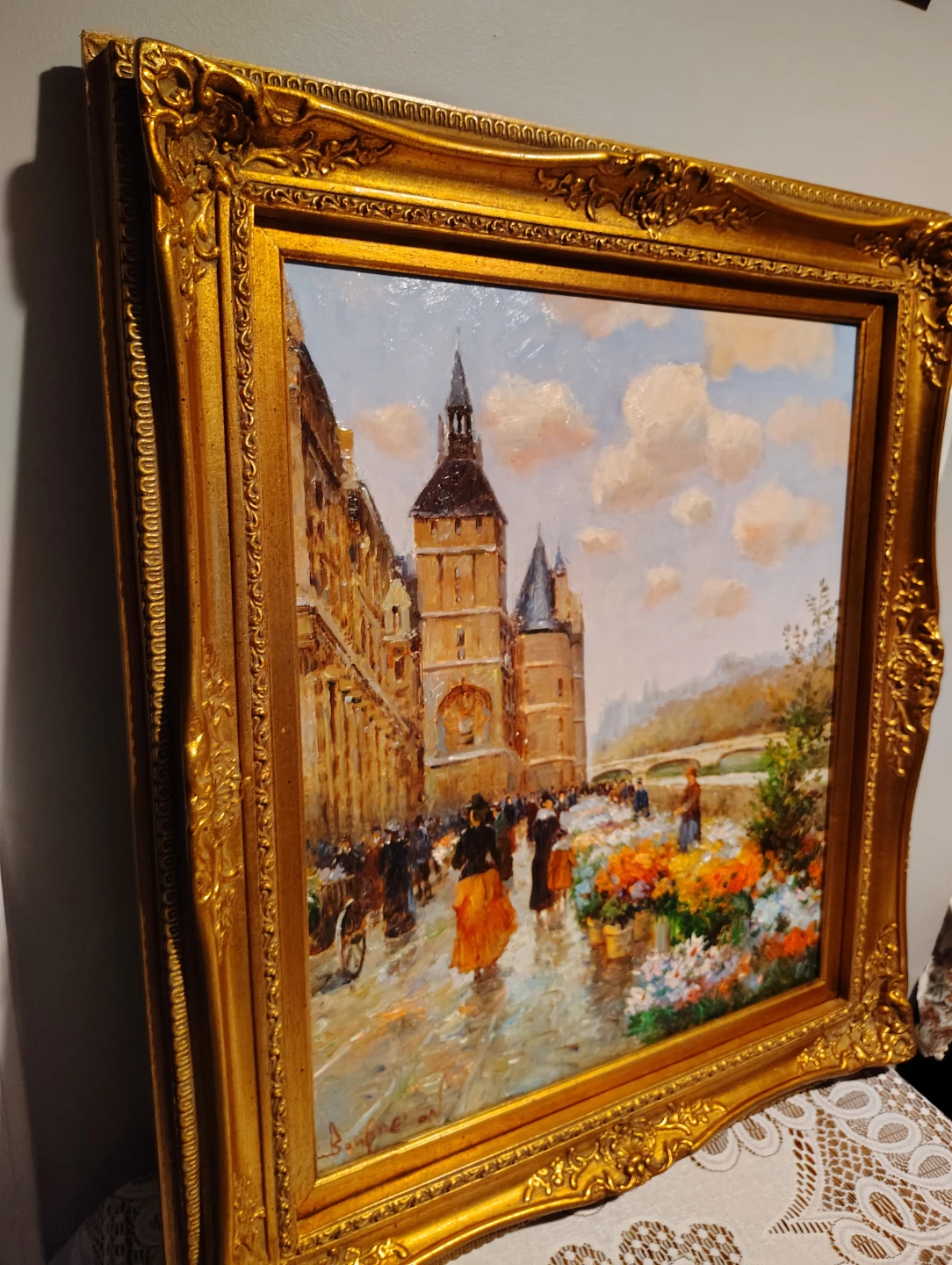 Large Vintage Bourdelon Paris Oil Painting Framed - photo 5