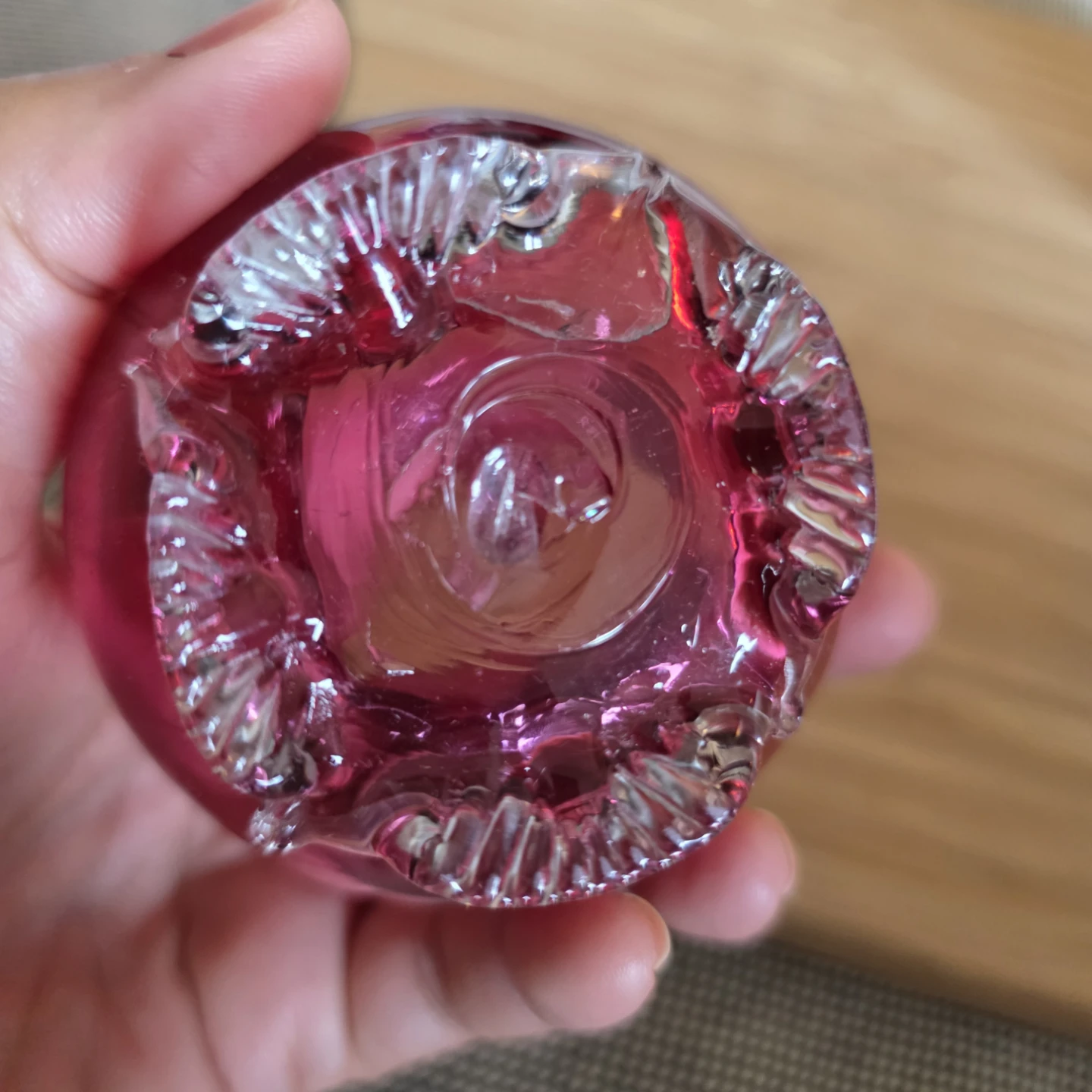Vintage Ruby Red Glass toothpick holder, match holder - photo 5