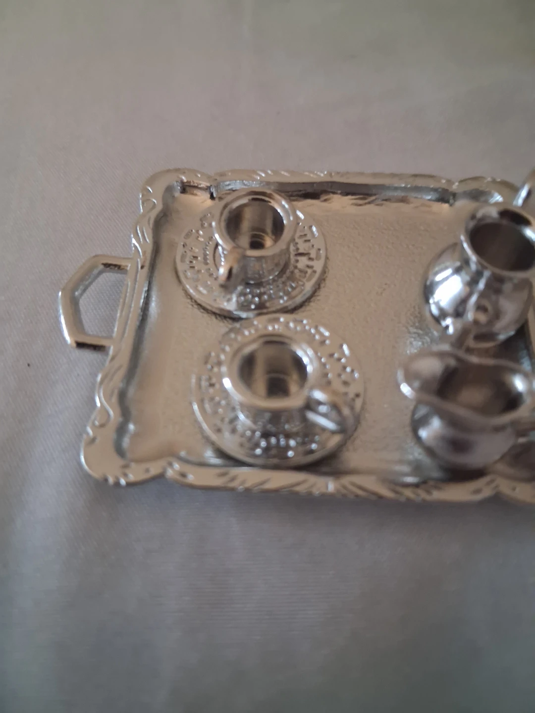 Miniature Silver Tea Set with Tray - photo 4
